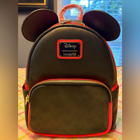 Loungefly Black and Red Disney not just forKids Backpack